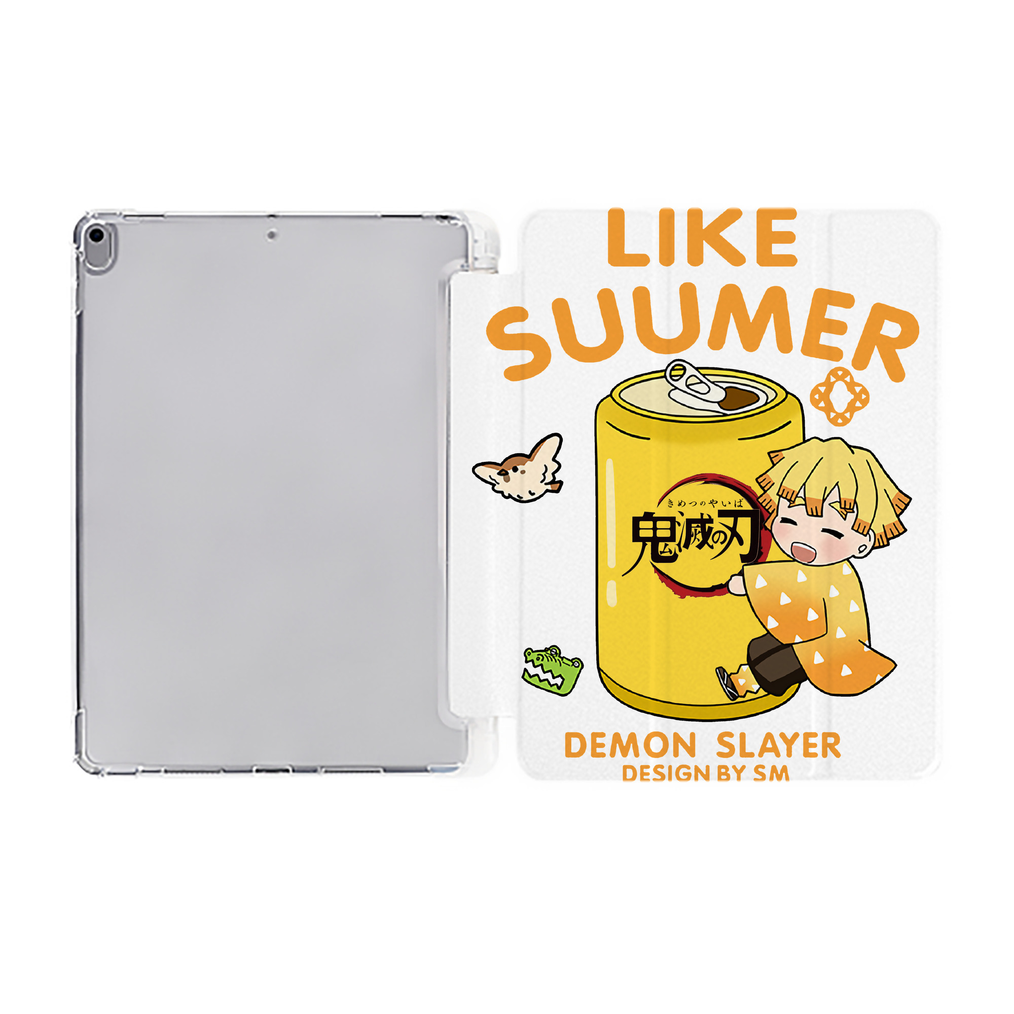 （画像用） 鬼滅の刃（きめつのやいば）我妻 善逸／あがつま ぜんいつ Agatsuma Zenitsu IPad ケース ペン収納付き 三つ折りスタンド PUレザー×シリコン 対応機種9.5/10.5/10.9インチ